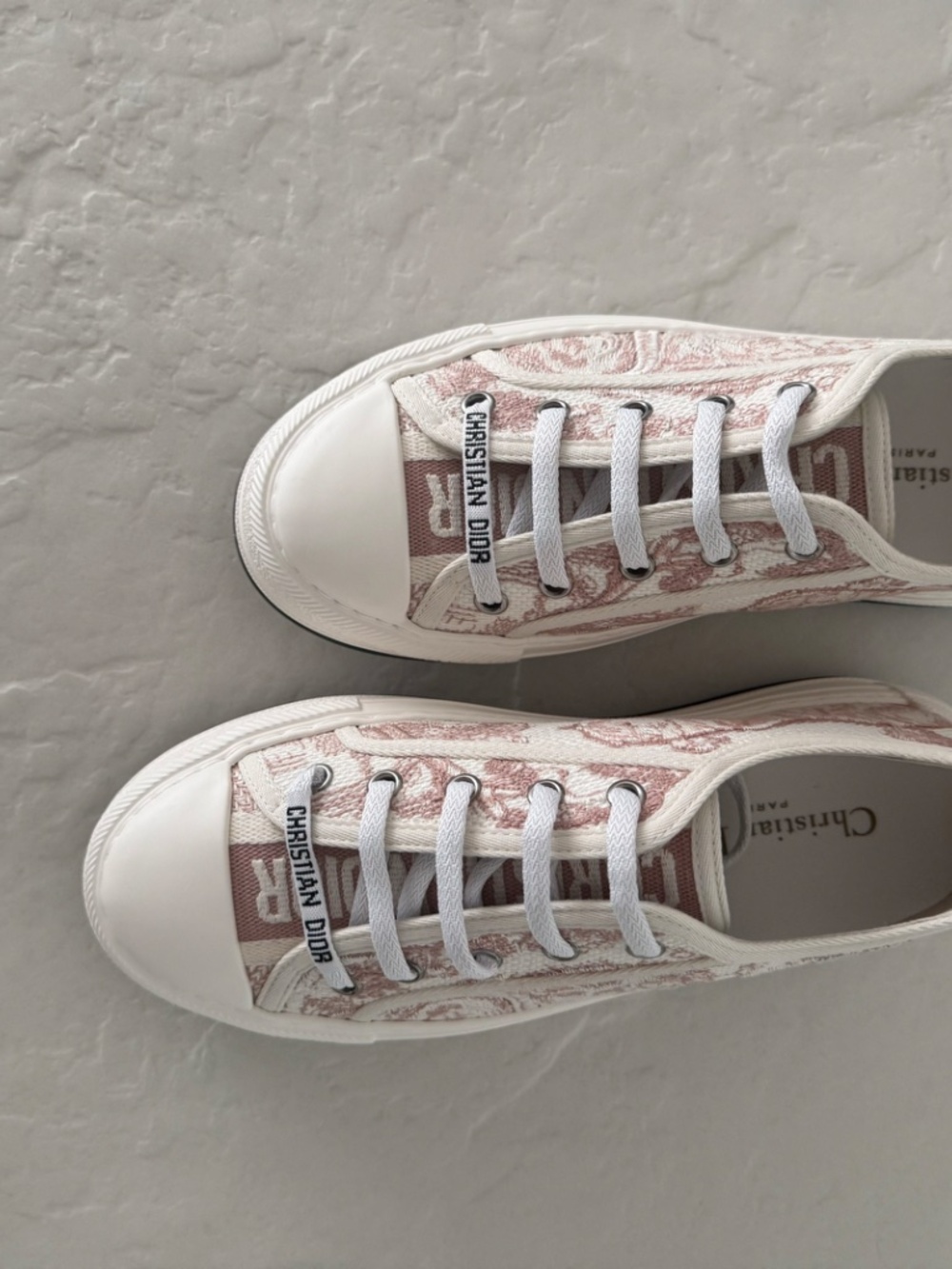 Christian Dior Walk'N'Dior Embroidered Cotton Low NIB 2 dust bags Dark Rose 37EU